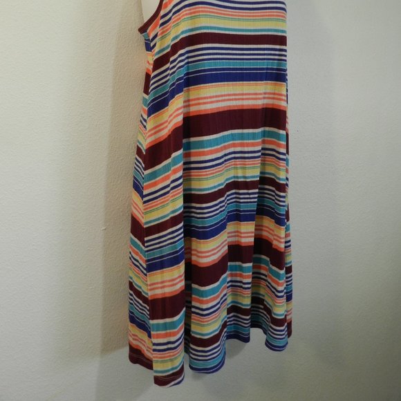 Serape stripe pattern rib knit adjustable strap racer back casual sundress - Picture 5 of 7